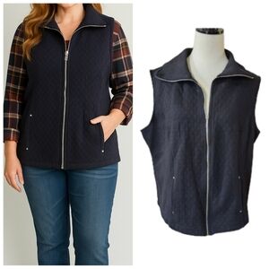 Karen Scott Women's plus size black quilted vest Women's plus size 0X